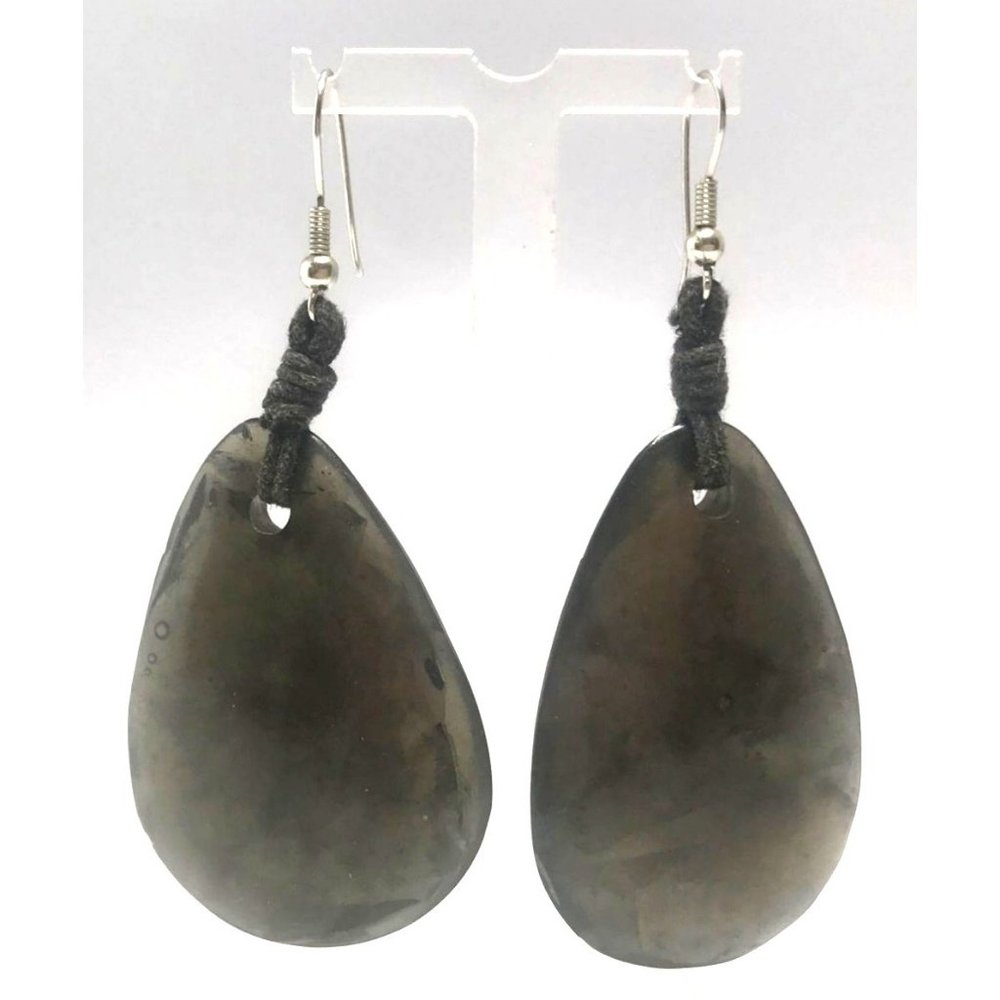 Handmade Large Faux Labradorite Teardrop Dangle Earrings Resin Boho